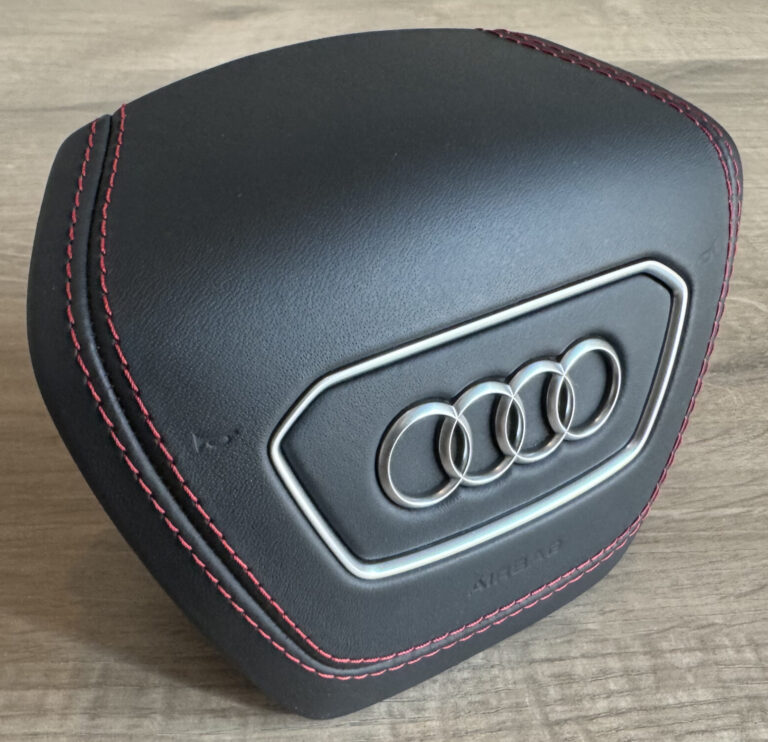 Black Leather Red Stitching Chrome Accents