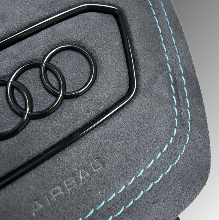 Black Alcantara Light Blue Stitching Black Accents