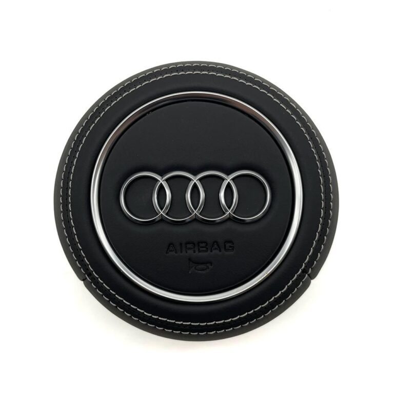 Black Leather White Stitching Chrome Accents